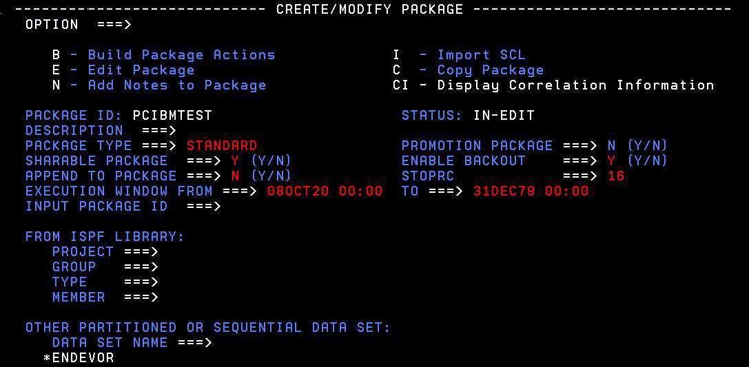 Endevor Tutorial - Create Package - Aprenda COBOL